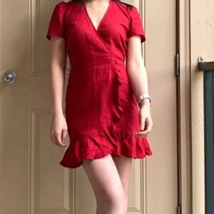 Reformation Sally Dress in Red 100% Linen - Size S (Orig. $198)